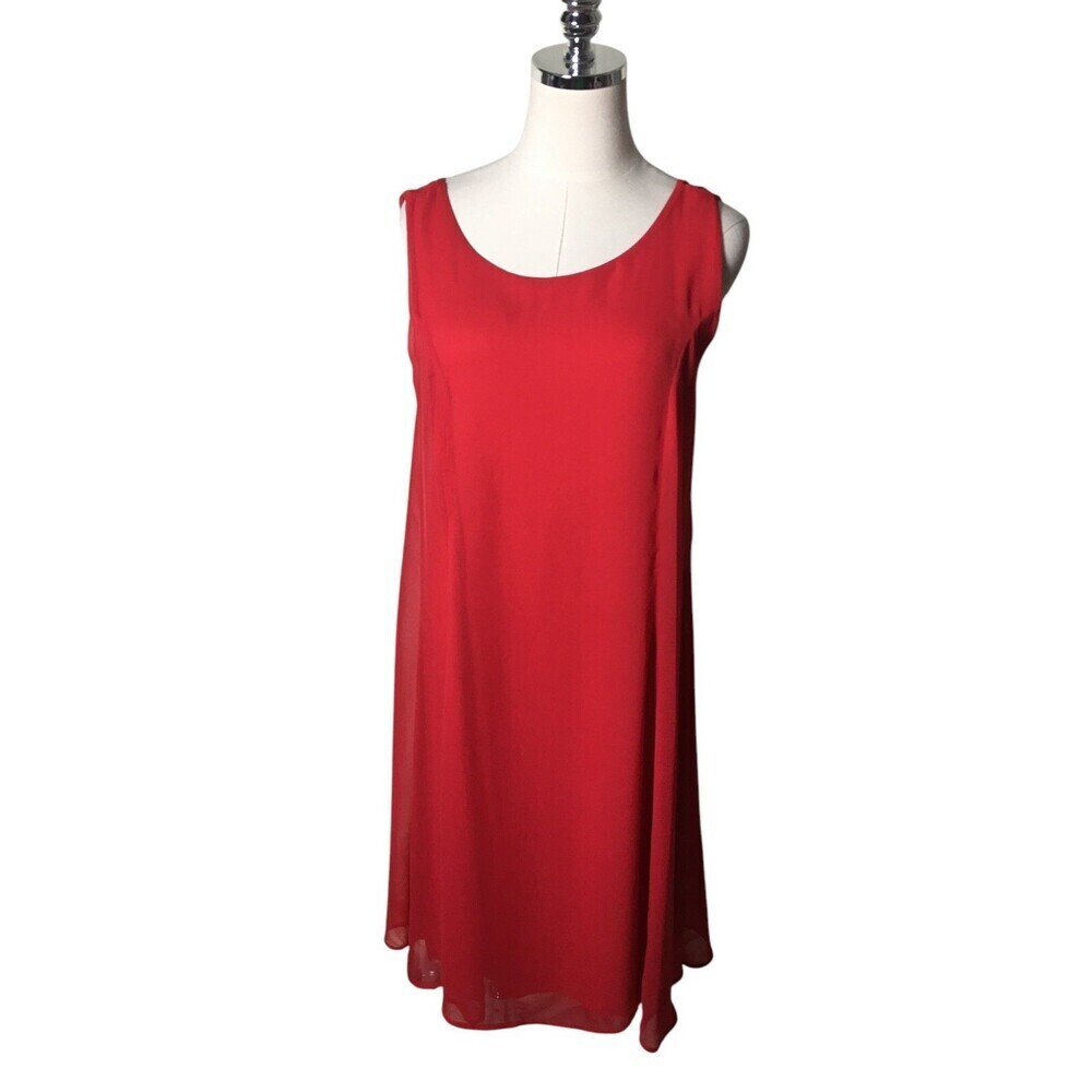J Peterman Red Sleeveless Shift Dress Women's Size 8 Quiet Luxury Minimalist